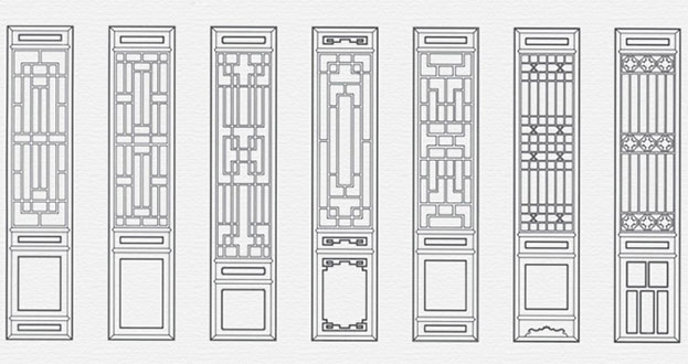 城关常用中式仿古花窗图案隔断设计图